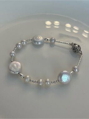 Freshwater Pearl Beaded Bracelet - White